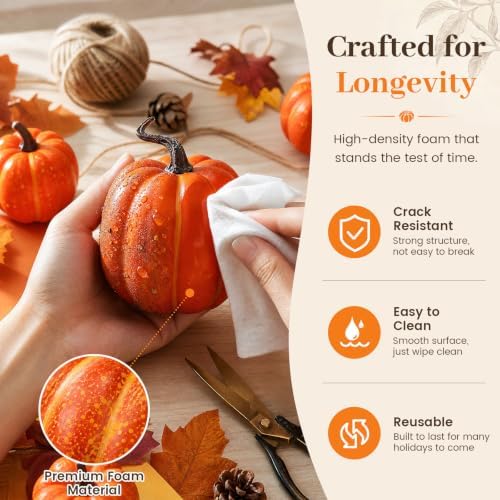 FUTUREPLUSX 38 PCS Assorted Artificial Pumpkin Set, 8 PCS Stacking Pumpkins