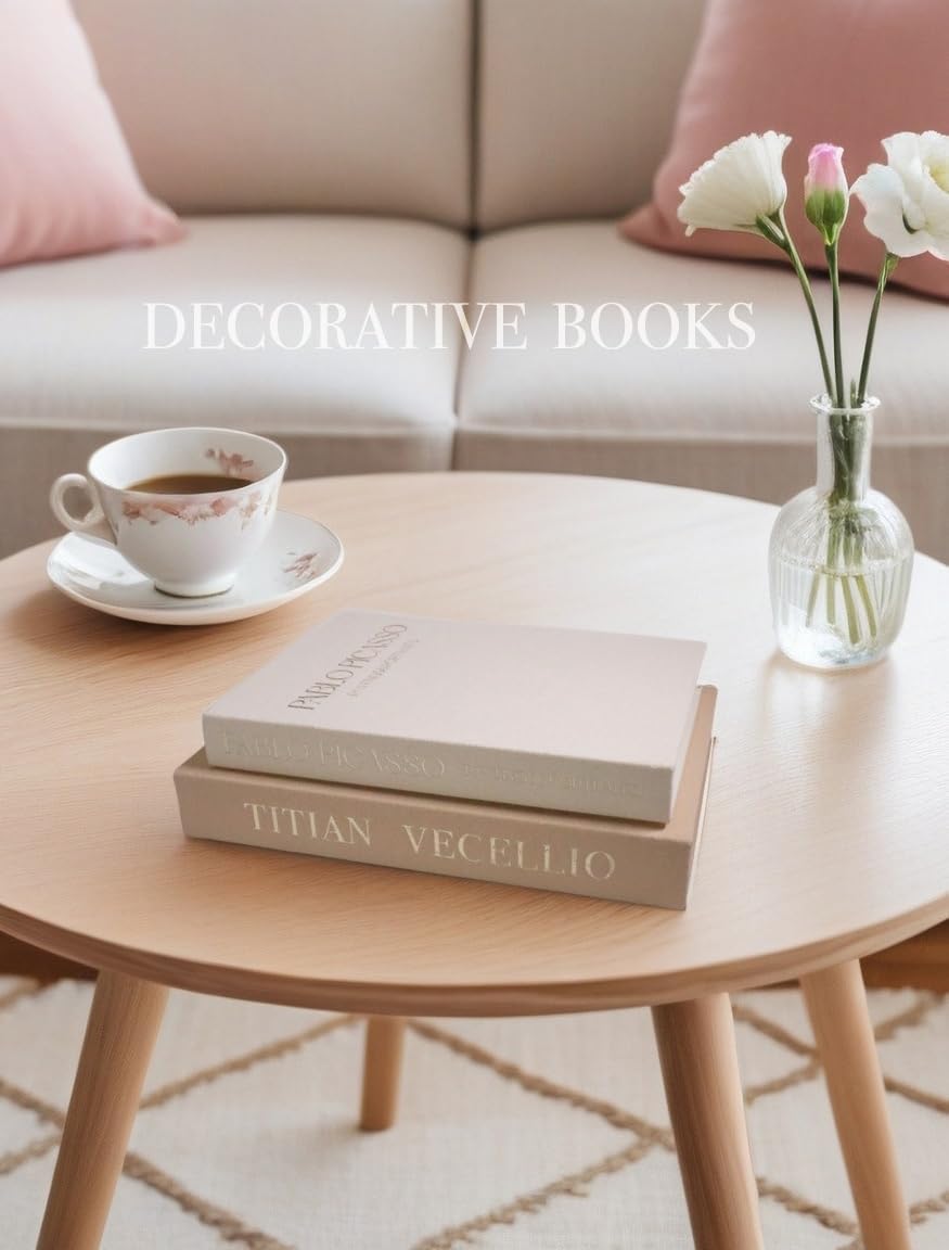 Linen Faux Book / Beige&light Brown / Set of 2