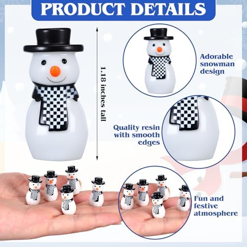 RoundFunny 50 Pcs Miniature Snowman Mini Christmas Figurines Resin Snowman