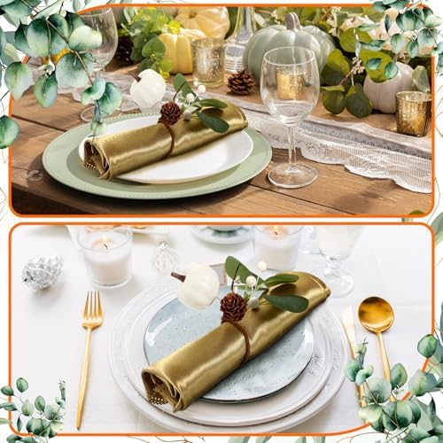 Teenyyou Set of 6 Fall Napkin Rings White Pumpkin Ring Holder