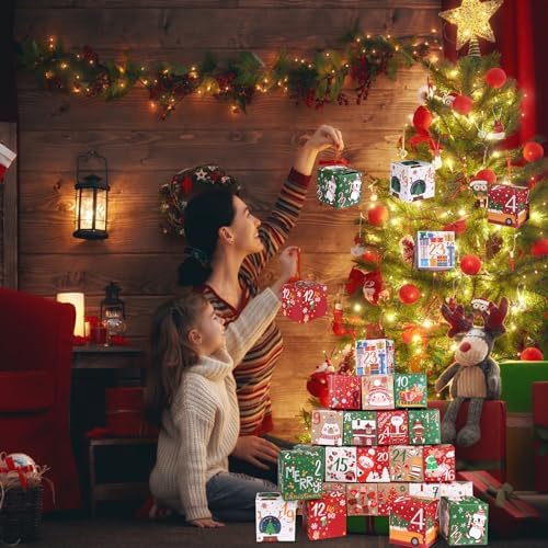 ONESING 24 Pcs DIY Christmas Advent Calendar Boxes for 2026, 24 Days Countdown Calendar Gift for Adults and Kids Christmas Cardboard Number Boxes Make & Fill Your Own Advent Calendar Boxes Lovely Xmas Party Present