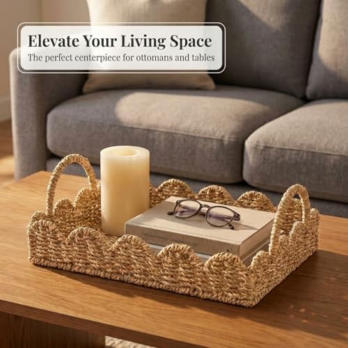 Seagrass Decorative Tray / Natural Seagrass / 13.8 x 9.8 x 5