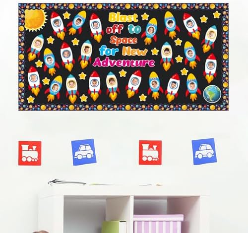 36 Pcs Rocket Cutouts for Bulletin Board Decoration Outer Space Theme Cutouts with Photo Space for Teacher DIY Craft for Galaxy Classroom Wall Décor