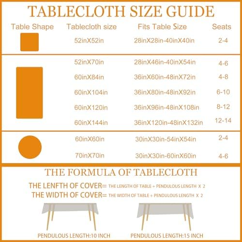 Fall Tablecloth 52x70 Inches, Black Plaid Pumpkins Fall Decor