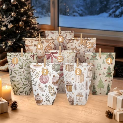 24 Christmas Advent Calendar to Fill, DIY Advent Calendar Gift Bags