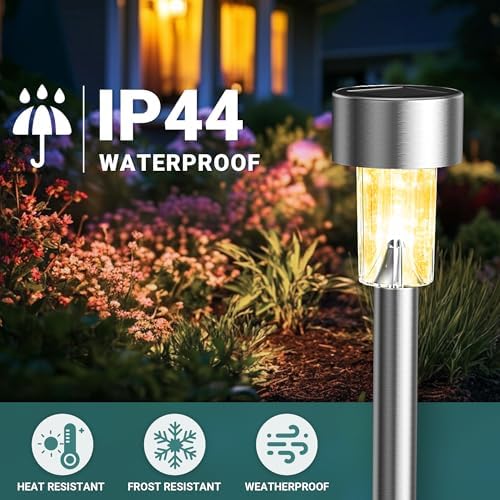 GIGALUMI Outdoor Waterproof Solar Garden Lights, 12 Pack Warm White