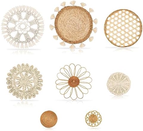 Boho Wall Basket Decor / Style 4 / White Neutral / Set of 8