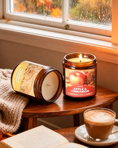 AOOVOO Fall Candles Set - 4 Pack Candles for Home Scented, 28 oz Natural Soy Wax 200 Hour Long Lasting, Autumn Gifts