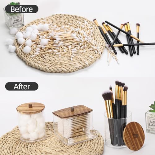 Tbestmax Qtips Dispenser Bathroom Container, 10/12 oz Big Cotton Ball Holder, Apothecary Jar Organizer for Storage