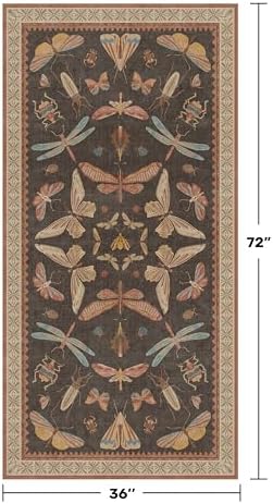 Boho Brown 3x6 Entryway Rug Indoor, Farmhouse Kitchen Area Rug for Bedroom, Mudroom & Laundry Room, Soft Low Pile