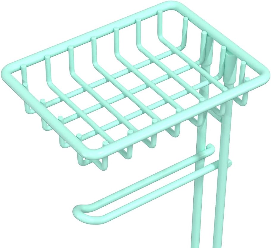 Toilet Paper Roll Holder Stand Nautical Bathroom Tissue Dispenser with Shelf for Larger Rolls-Mint