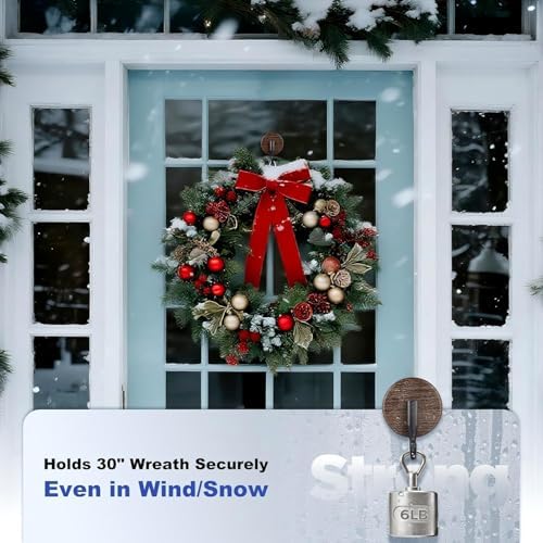 OUTXE Wreath Hanger for Front Door, Upgraded Suction Cup Reef Hook