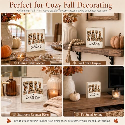 Fall Decorations for Home Fall Vibes Wood Sign Fall Wall Art