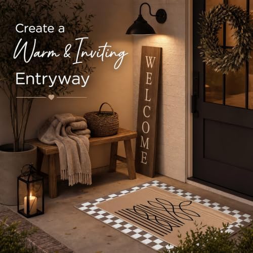 Tinideya 2 Pcs Western Door Mat Outdoor Cowboy Boot Stitch Welcome Mats