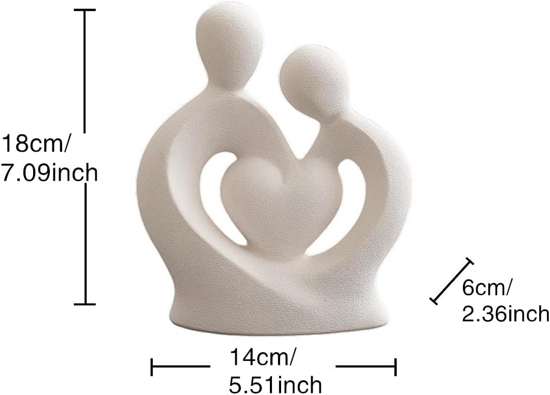 Hugging Couple Statues Ceramic / White M