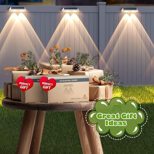 Solar Fence Lights Outdoor - 2700/4000/6000K 3 Modes, IP65 Waterproof Fence Solar Lights Outdoor, Fence Light Solar