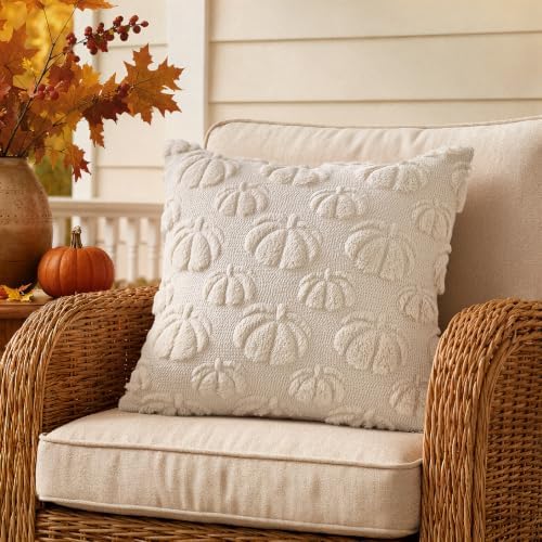MIULEE Fall Decor Pillow Covers 18x18 Set of 2 Pumpkin Beige