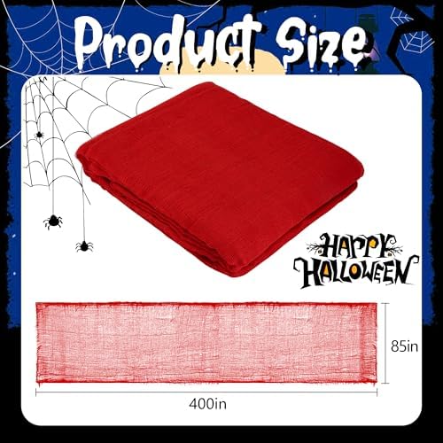 400"x 85" Halloween Red Creepy Cloth, Extra Large Scary Creepy Gauze Cloth