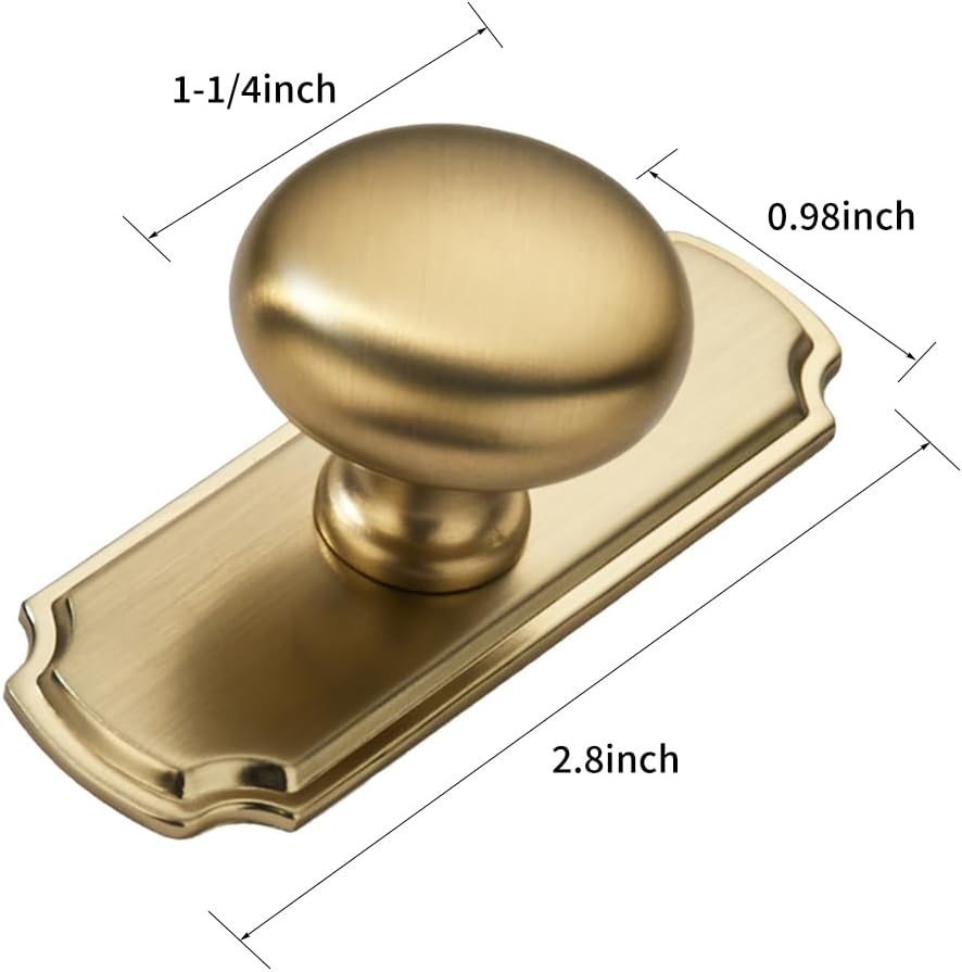 10 Pack 1-1/4 inch Backplate for Cabinet Knobs Champagne Bronze Drawer Knobs Satin Brass Cabinet Hardware Vintage Knobs
