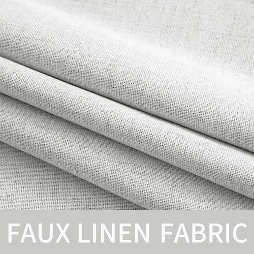 MIULEE 100% Blackout Linen Curtains for Bedroom 52x45 Inch Heathered White