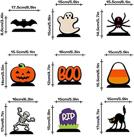 LINGTEER Happy Halloween Table Honeycomb Centerpieces - 9 pcs Funny Halloween Party Boo Ghost Table Decorations Sign.