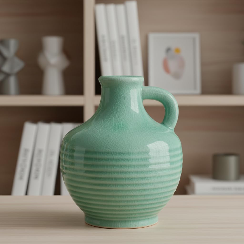Green Ceramic Vase / 6 Inch / Mint Green - 6