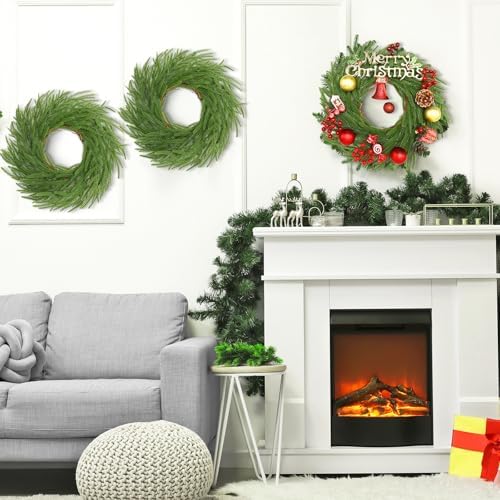 Zeyune 8 Pcs 14" Christmas DIY Green Wreath Artificial Wreath, Norfolk Pine