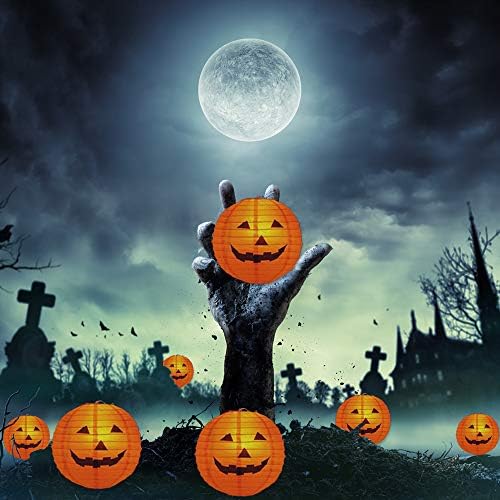 Jangostor 20 PCS Halloween Pumpkin Jack O Lantern Paper Lanterns for Parties, Garden Decoration, 8 Inches (Orange)