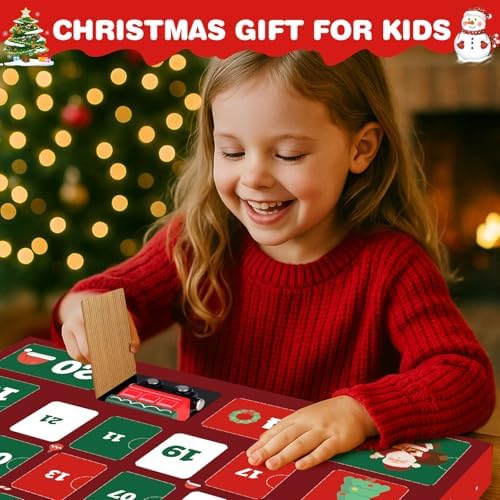 Toddler Advent Calendar 2026, 24pcs Magnetic Wooden Animal Train Set Christmas Advent Calendar 2026 for Kids, Countdown Calendar Gifts Montessori Train Stocking Stuffer for Toddlers, Boys and Girls