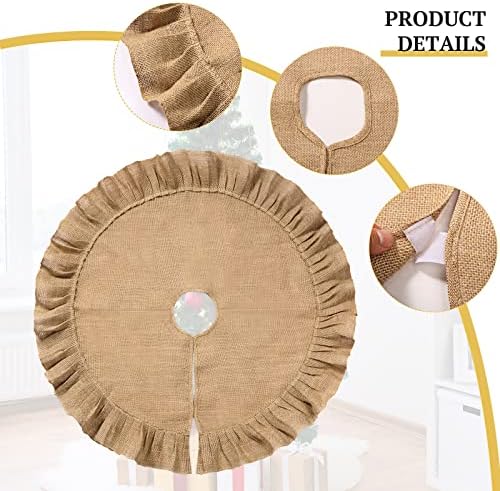 Tatuo 40 Inch Christmas Tree Skirt Decor, Ruffled Burlap Tree Skirt, Linen