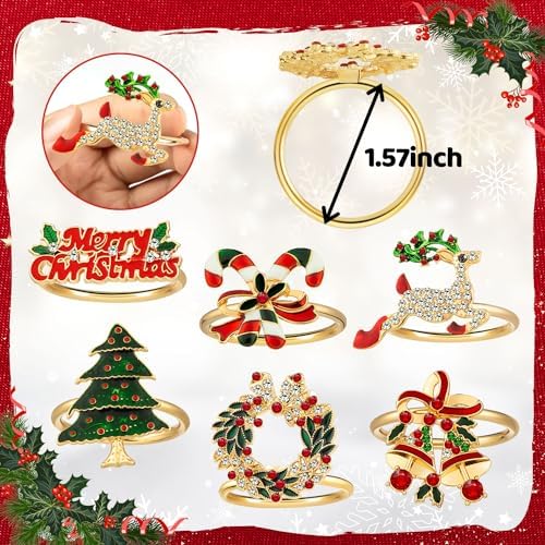24 Pcs Christmas Napkin Rings Holiday Napkin Holders