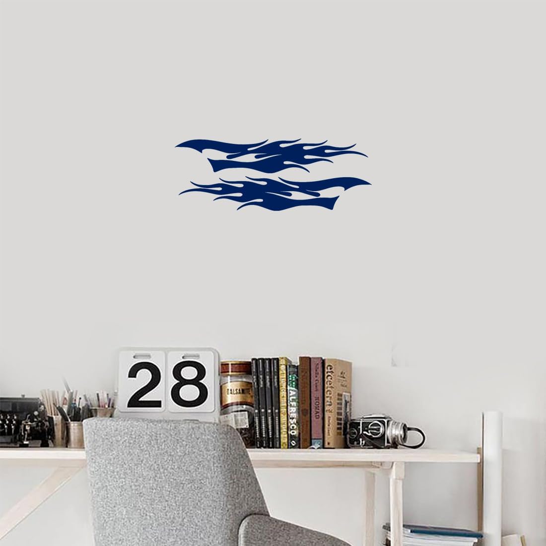 Flame Stripe Racing 5 Waterproof Vinyl Decal Stickers for Laptop / 10.5 x 3.9 / Navy Blue / Set of 2