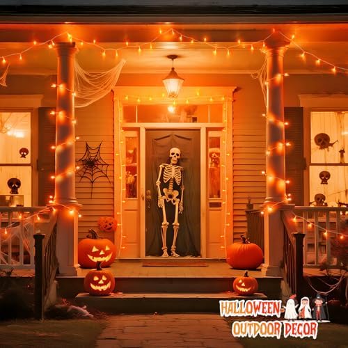 JMEXSUSS 2 Pack Orange Halloween Lights Indoor, Total 200 LED 66FT