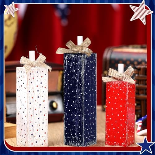Redbaker 3 Pcs 4th of July Table Decor Patriotic Red White Blue Centerpiece