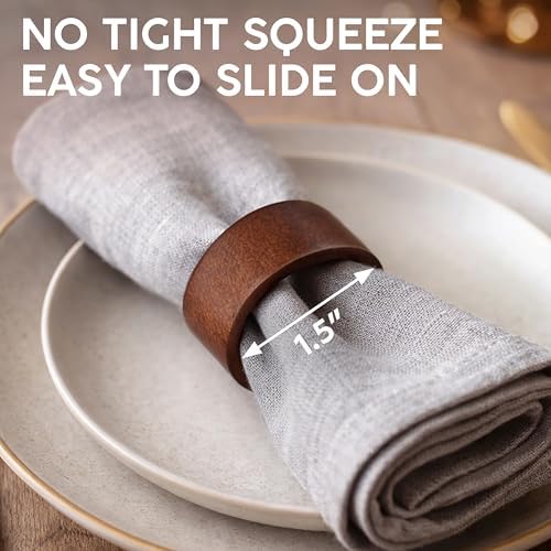 Wooden Napkin Rings Set of 12, Rustic Hemlock Wood