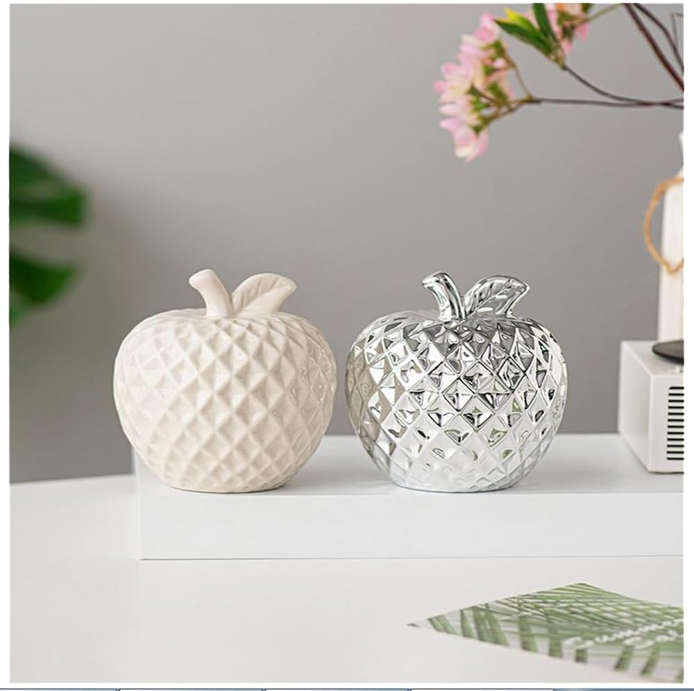 Ceramic Fruit Ornament Artificial Fruit Statue Decorative Fruit Figurine Portable Table / Silver