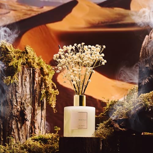 COCORRÍNA Reed Diffuser - Moroccan Amber 6.7 Fl.oz Reed Diffuser Set with Sticks & Preserved Baby's Breath, Reed