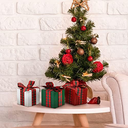 Amyhill 3 Pcs Christmas Table Centerpieces Christmas Wooden Present Decor