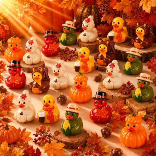 120 Pcs Fall Mini Resin Ducks Thanksgiving Miniature Tiny Figurines