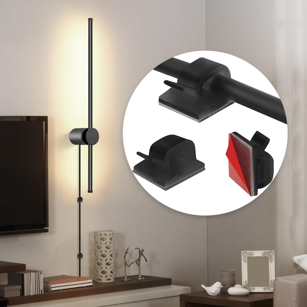 GOODATE Wall Sconces Set of Two with Remote, Stepless Colors 3000K-6500K & Stepless Dimming, Hardwire or Plug-in, 180°