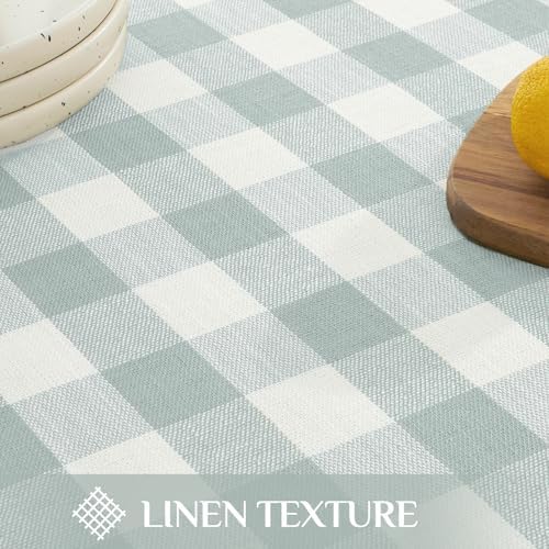 Softalker Gingham Square Tablecloth with Tassel, Aqua, 55" x 55"