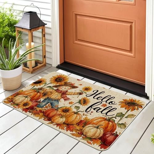 Hexagram Hello Pumpkin Fall Door Mat, Fall Doormat 17x29 Inch