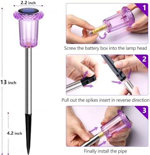Halloween Solar Lights Outdoor 10 Pack LED Purple Pathway Lights