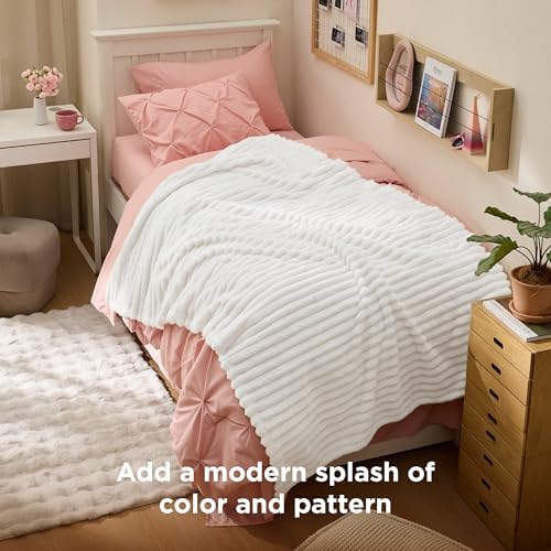 Bedsure Soft Cozy Twin XL Blanket for Bed College Dorm Off White 66"x90"