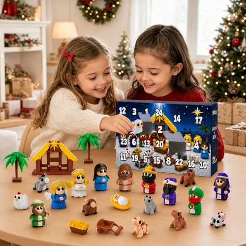 JOICEE 2026 Nativity Advent Calendar 3D Printed Animals Figurines Toys