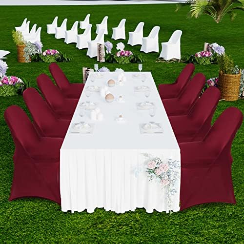 HAINARverS Stretch Spandex Folding Chair Covers, Burgundy, 30 PCS