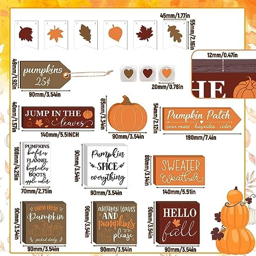 BBTO 19 Set Fall Tiered Tray Decor Rustic Farmhouse 3D Layered Wooden Signs