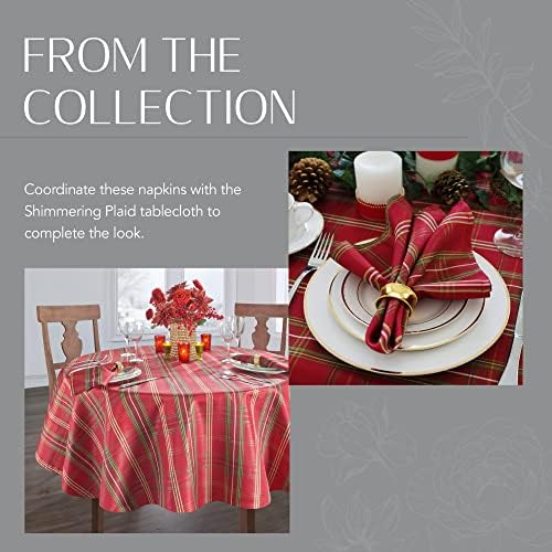 Shimmering Plaid Napkins, Set of 4, Red/Green - 17" W x 17" L