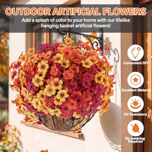 Powbrace 22 Pack Artificial Fall Flowers Mums for Outdoor Indoor(Fall Mix)