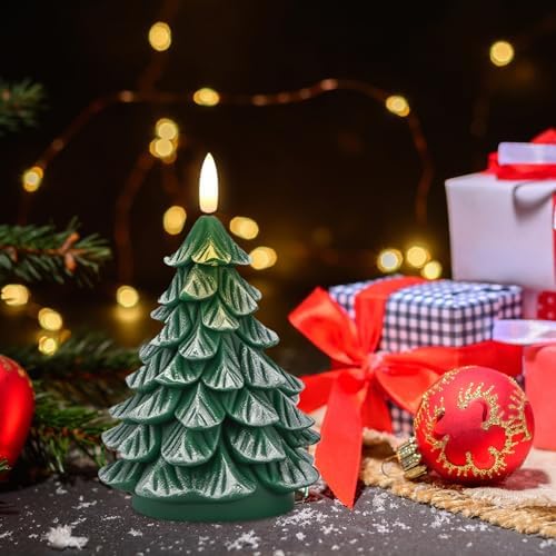 Christmas Tree Candles with 6H Timer Green